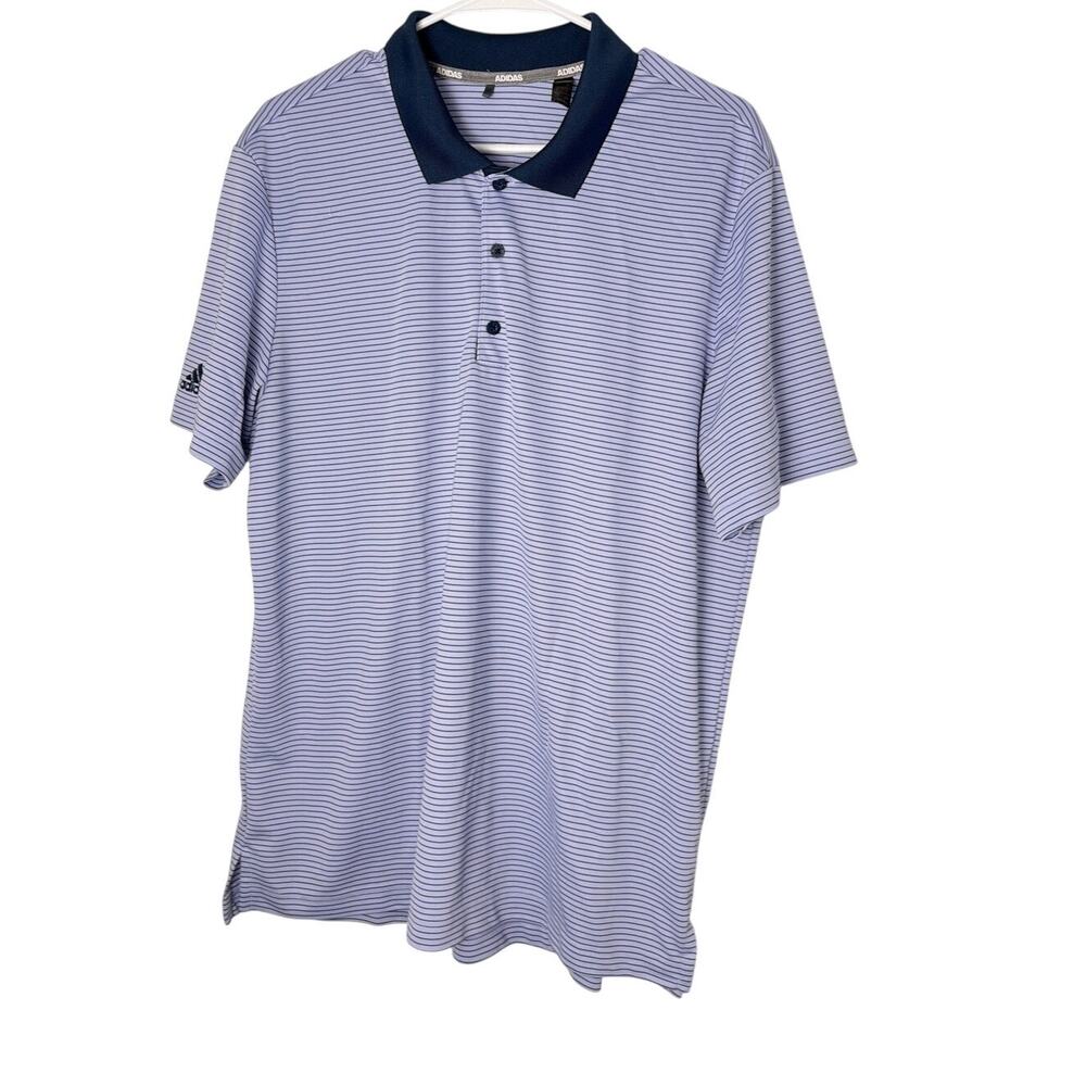Adidas Mens Large Blue White Abstract Print Performance Golf Polo Shirt